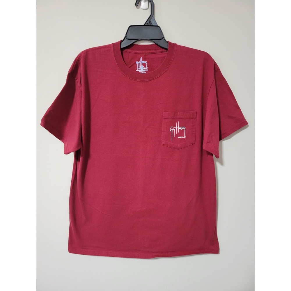 Guy Harvey Original Pocket T Shirt Fish Graphic Fishing Mens L Red Outdoors - Picture 3 of 9